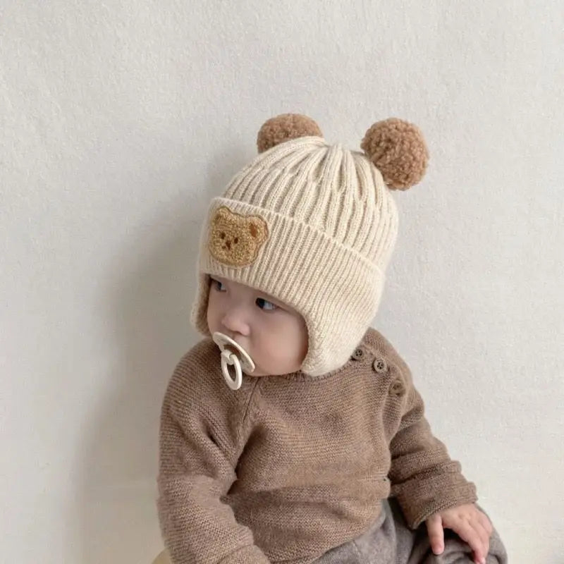 Cozy Bear Pom-Pom Knit Hat - Babies