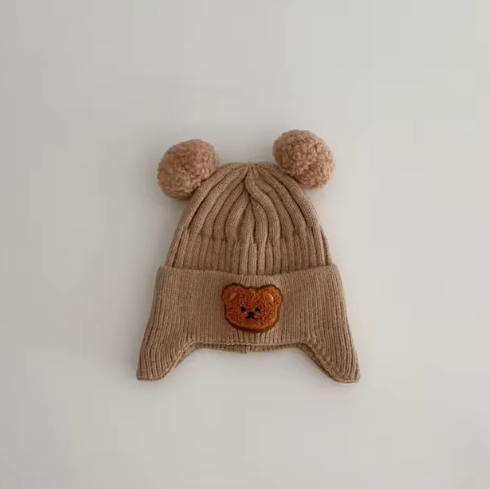 Cozy Bear Pom-Pom Knit Hat - Babies