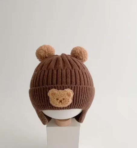 Cozy Bear Pom-Pom Knit Hat - Babies