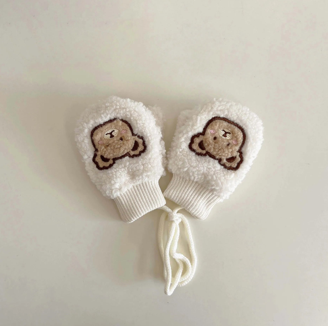 Fluffy Bear Fleece Mittens for Kids