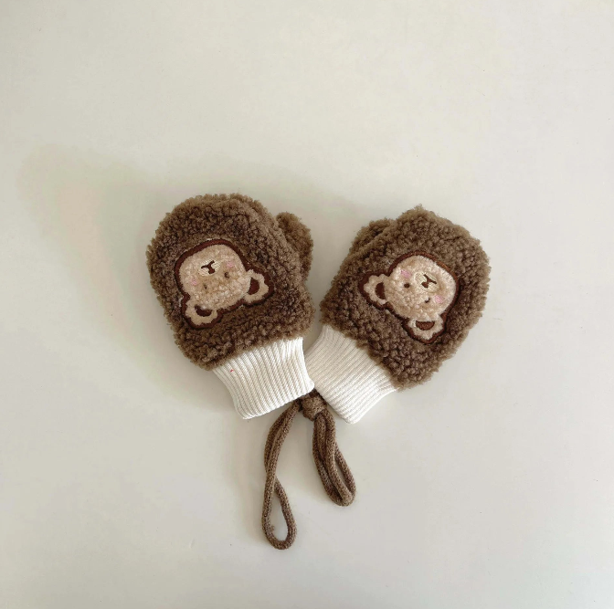 Fluffy Bear Fleece Mittens for Kids